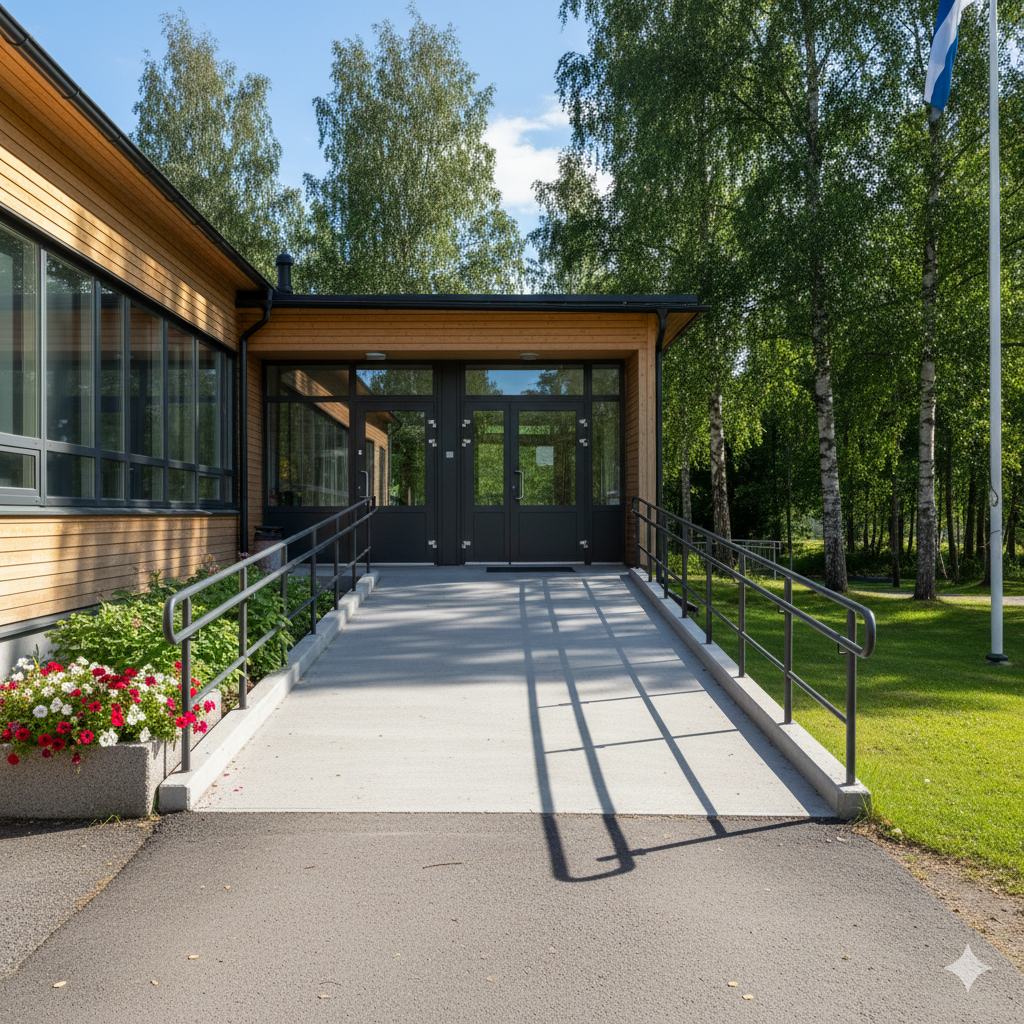 Esteetön porraskäytävä hissillä